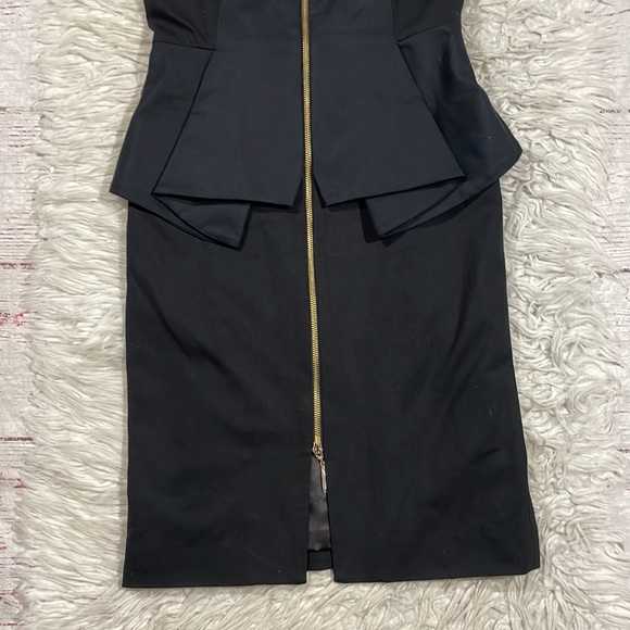 Ted Baker Jamthun Structured Peplum Full Zip Front Pencil Dress Black - Picture 8 of 11
